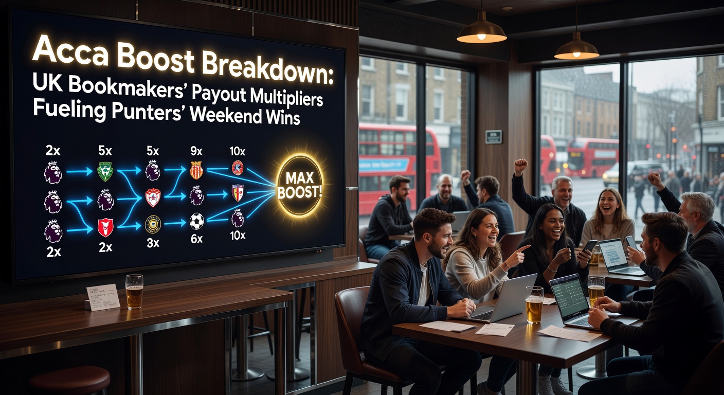 Excited punters checking their phones for acca results during a bustling weekend matchday at a UK pub