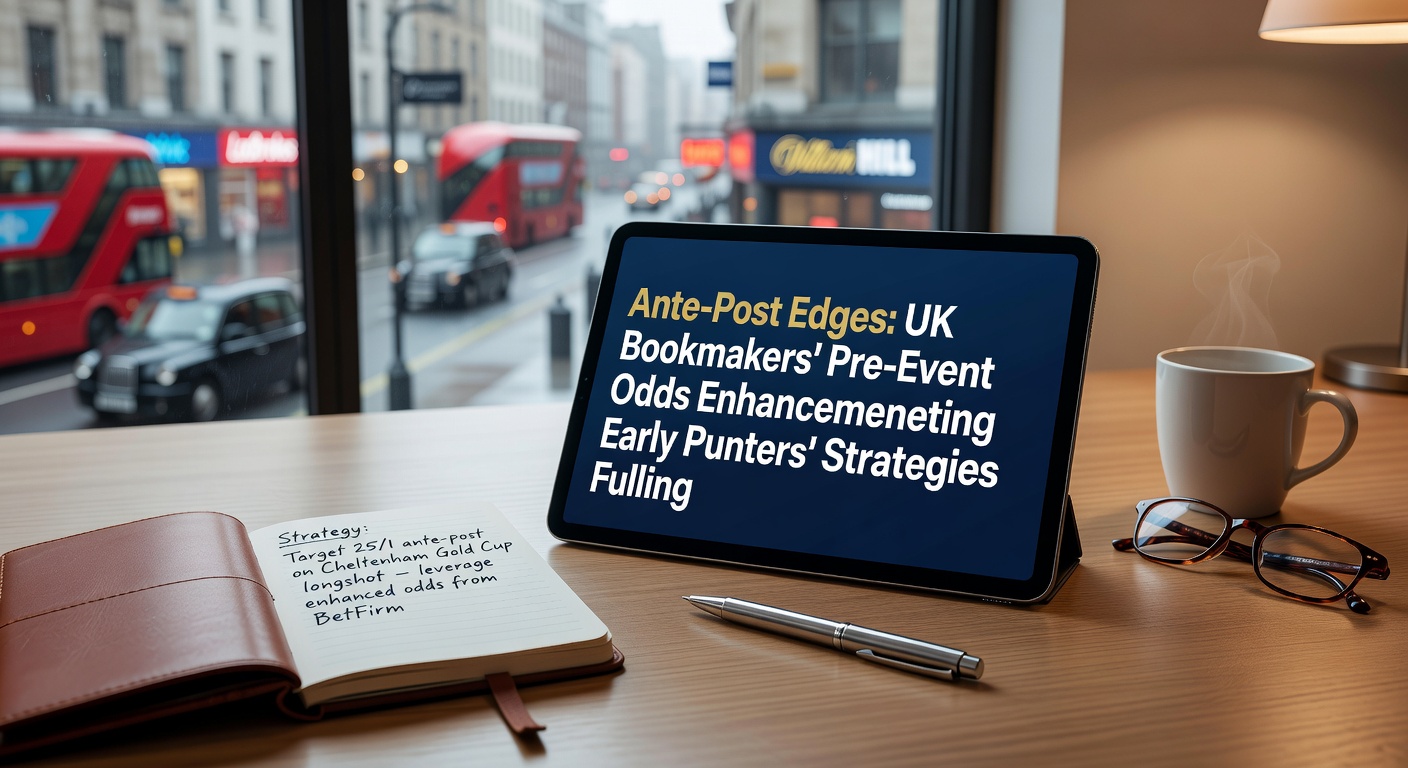 UK punter reviewing ante-post odds on a bookmaker app ahead of major horse racing events, highlighting enhanced price boosts