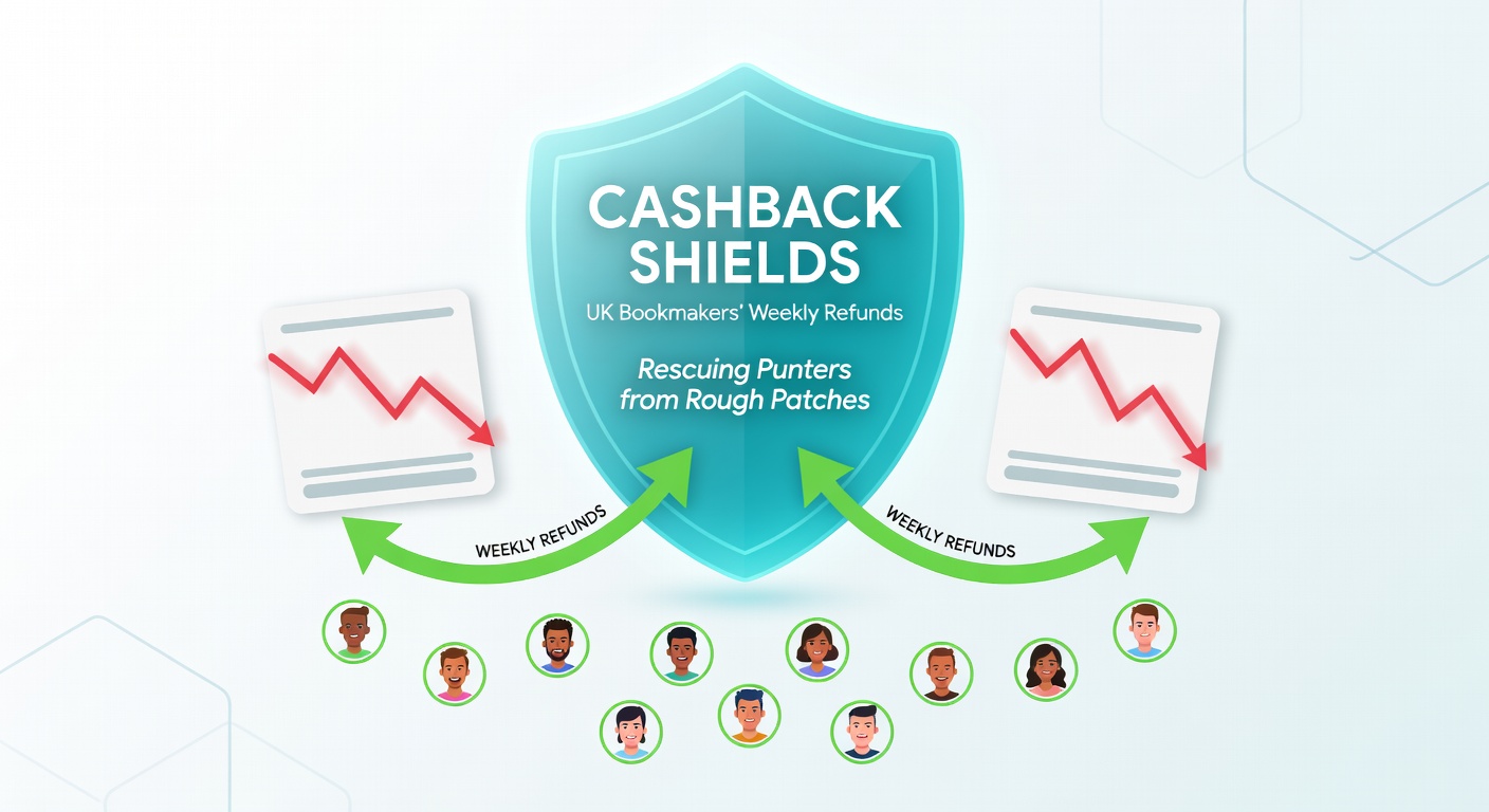 Screenshot of a bookmaker app displaying a weekly cashback notification with refund amount highlighted
