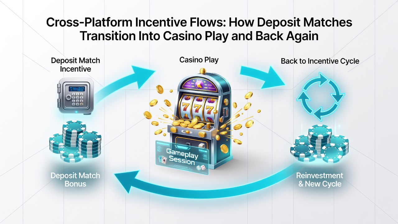 Flowchart illustrating bonus funds cycling from sports betting deposits through casino games and returning as withdrawable cash