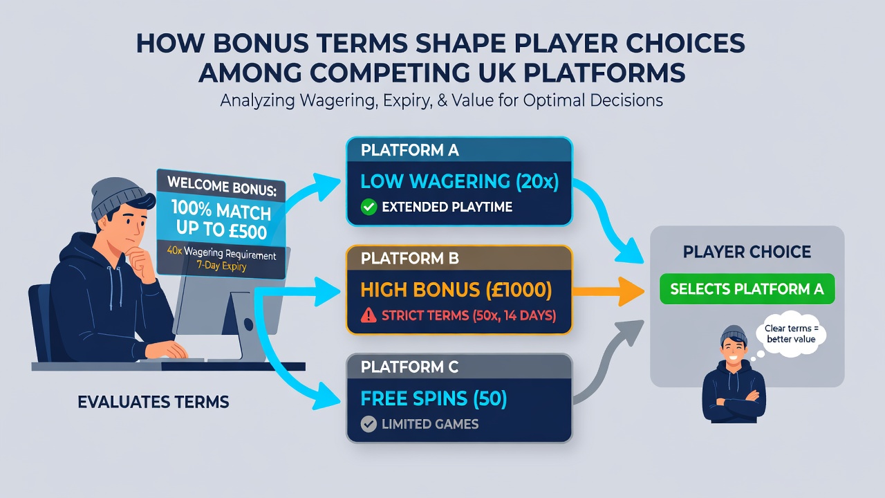 Comparison of bonus conditions across competing UK gambling sites