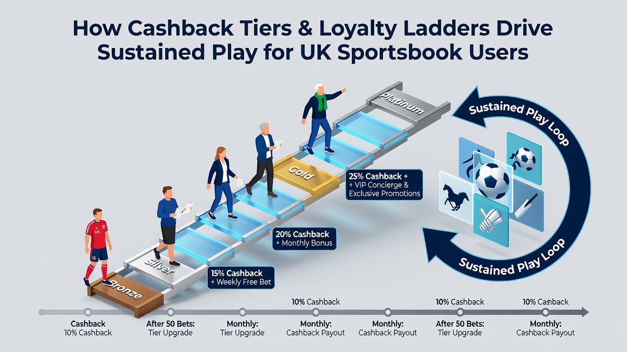Casino floor loyalty terminal with tier progression screen and cashback notification