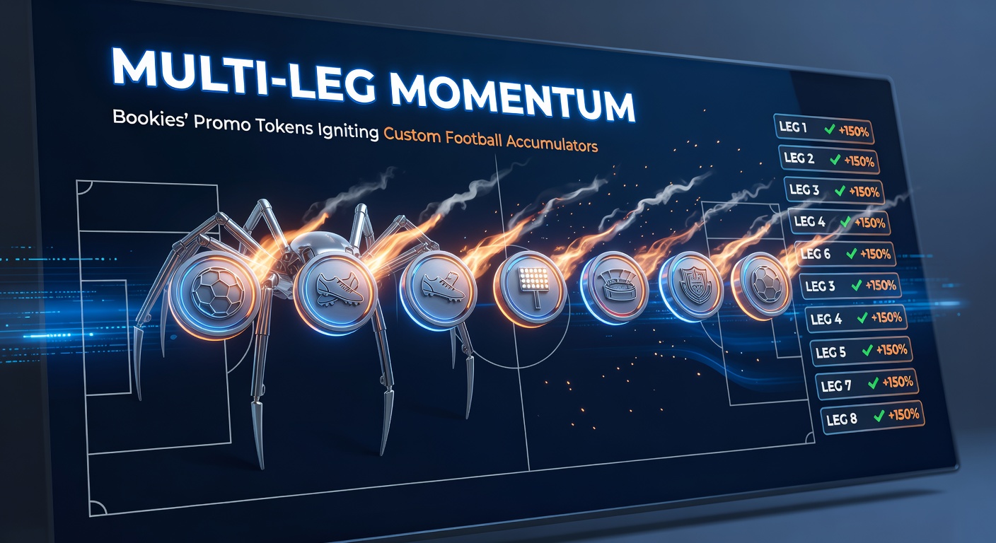 Close-up of a mobile betting screen displaying a custom multi-leg soccer accumulator with active promo tokens highlighted, odds boosting dynamically