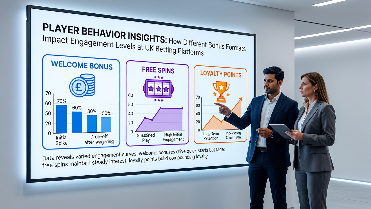 Infographic illustrating retention curves for different bonus categories used by UK operators in June 2026