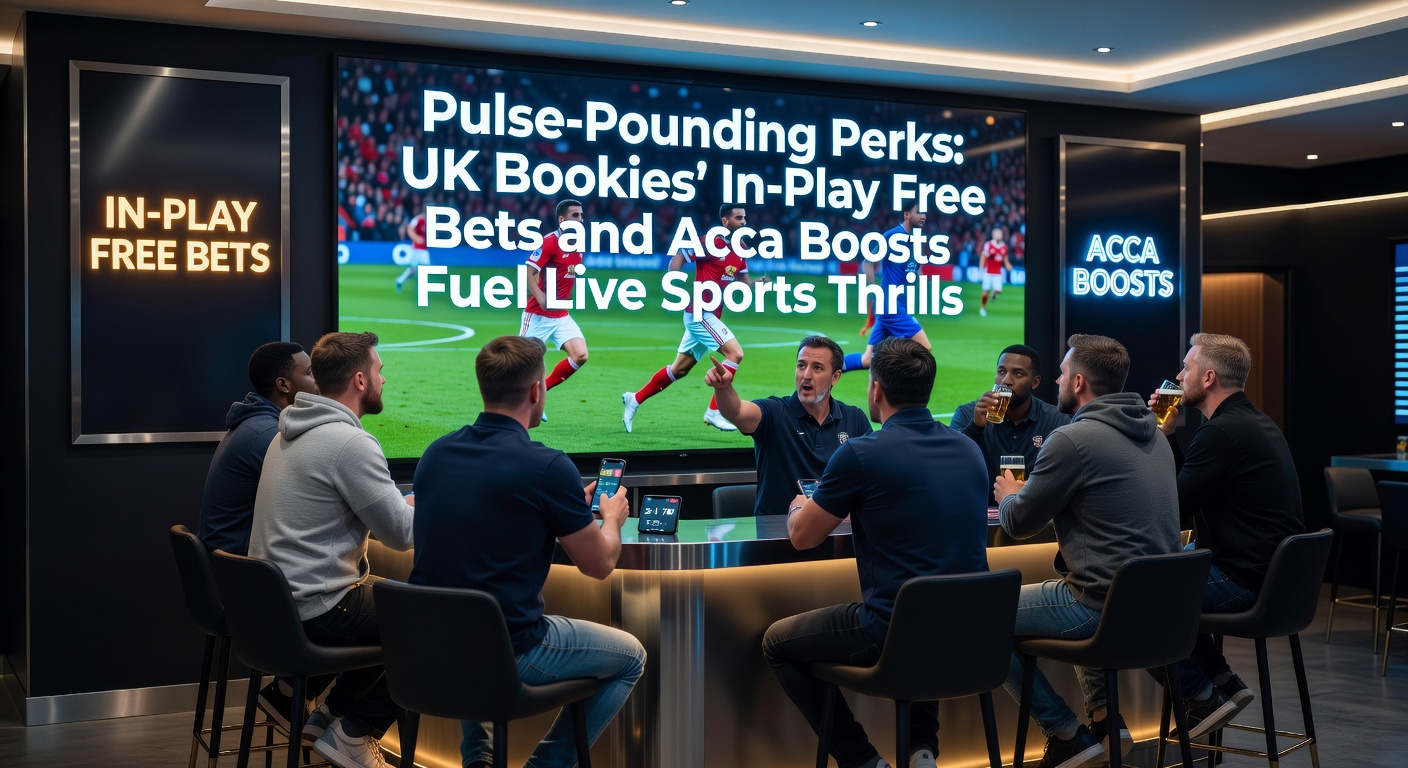 Vibrant stadium crowd cheering during a live football match, with overlaid graphics showing in-play betting odds shifting in real-time