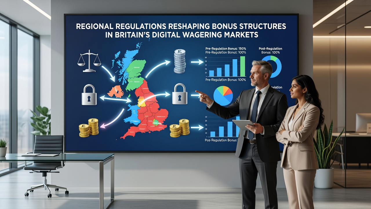 Digital screen showing adjusted bonus terms and regional compliance indicators