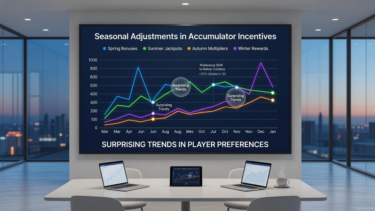 Illustration of accumulator bet slip examples across different sports and seasons with preference trend overlays