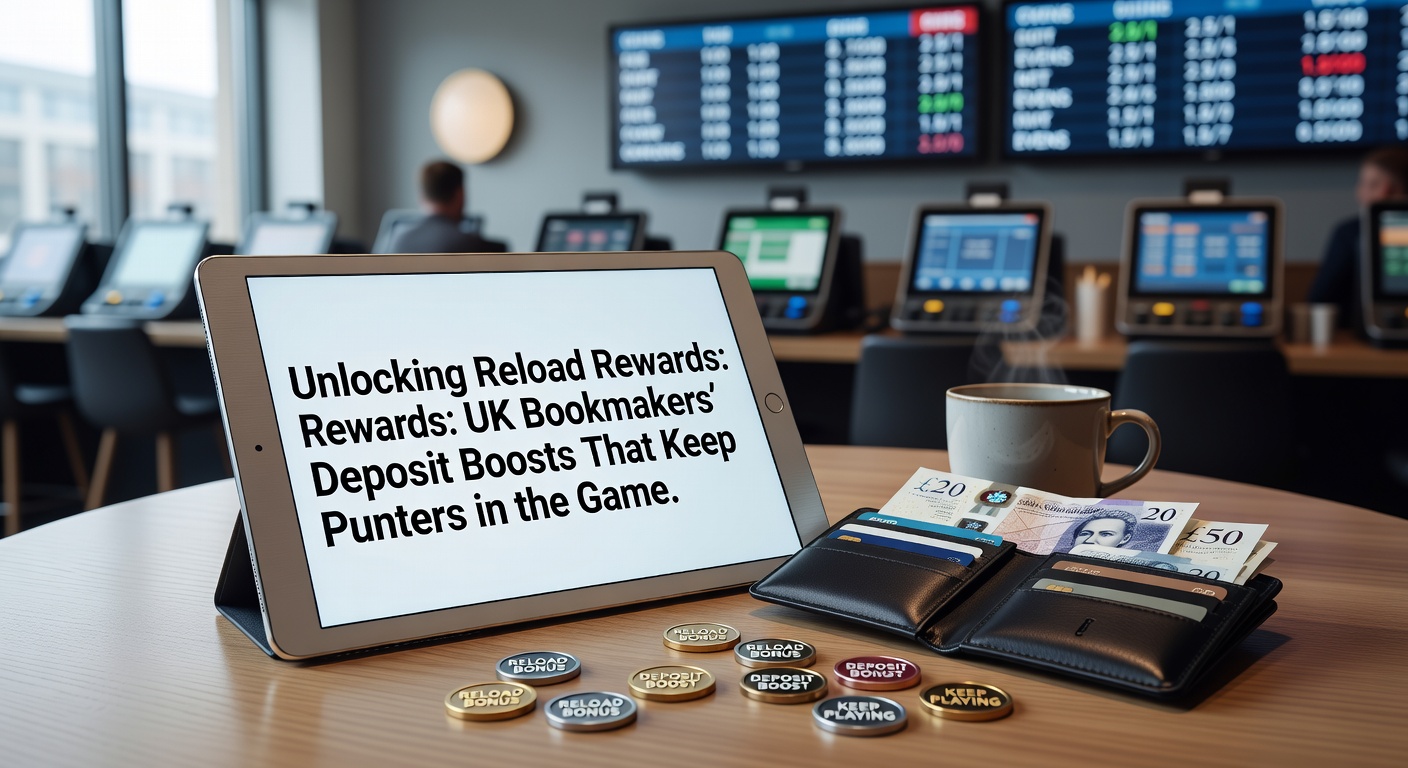 Vibrant graphic showing stacked deposit boost icons and UK bookmaker logos with reward multipliers exploding in a betting action scene